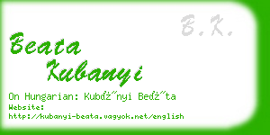 beata kubanyi business card